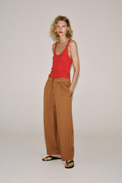 ZARA ЛЕГКИЕ БРЮКИ — ZW COLLECTION, ТАБАЧНЫЙ