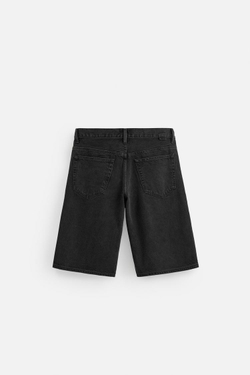 ZARA ДЖИНСОВЫЕ ШОРТЫ BAGGY-FIT, ЧЕРНЫЙ