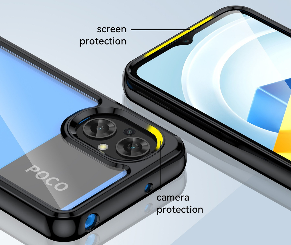 Чехол с усиленными защитными рамками черного цвета для Xiaomi Poco M5 4G, мягкий отклик кнопок