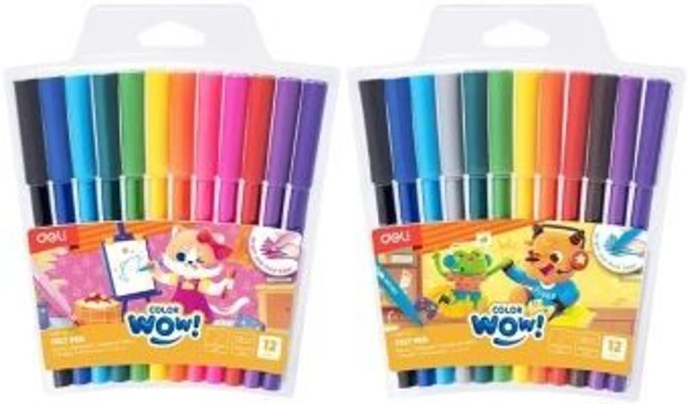 Фломастеры  18цв "Deli. COLORWOW! ", смываемые