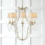 Montmarte Chandelier in Old White and Glass with Natural Paper Shades