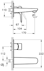 Смеситель для раковины/Vitra X-Line Built-in/A42399EXP/на стену/рычажное/внешняя часть, шт
