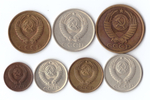 Набор монет 7 шт. 1,2,3,5,10,15,20 копеек 1983 г. Коллекционный XF