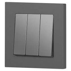 Выключатель Intro Accent 6-106-07 тройной, 10А-250В, IP20, СУ, AL/CU, графит