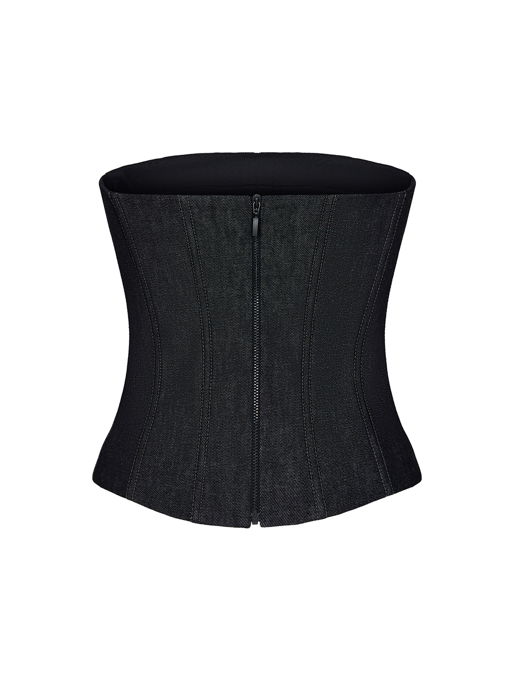 Топ корсетного типа из денима с контрастными отстрочками