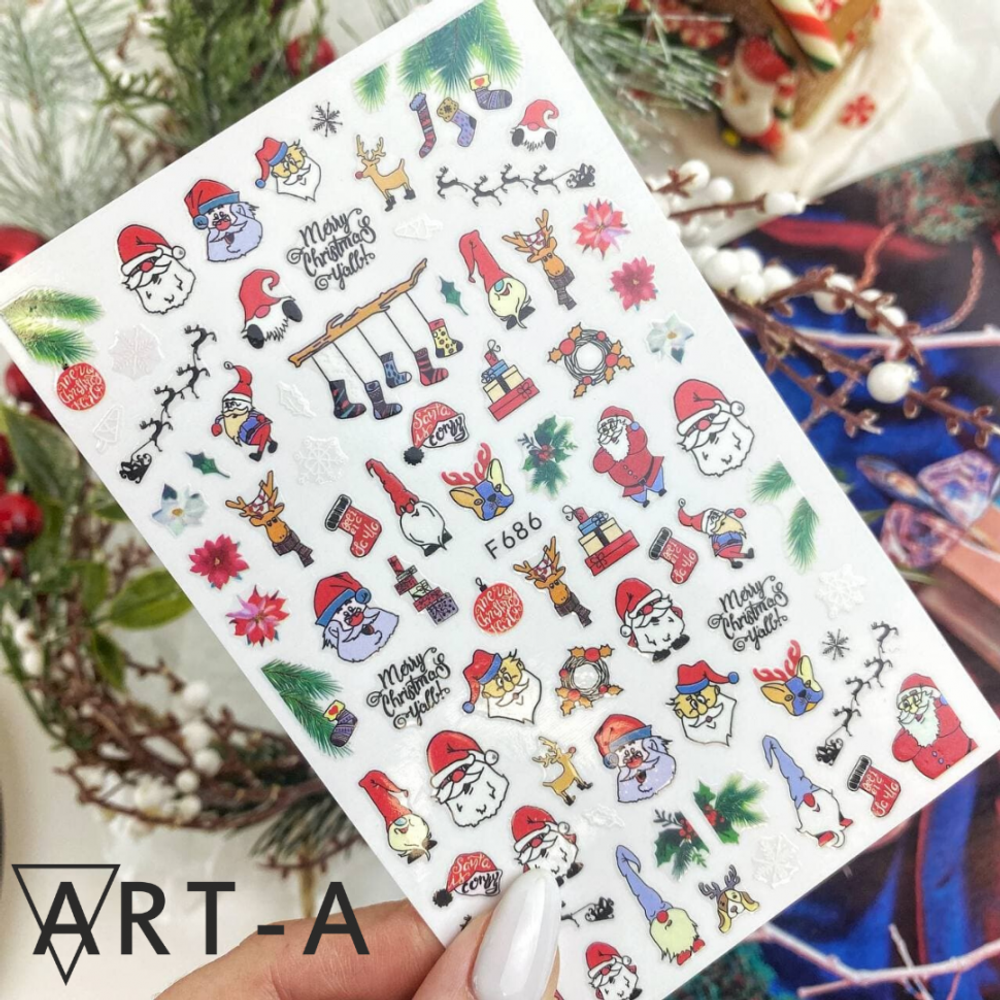 Art-A Наклейки для дизайна ногтей F686 Новый год