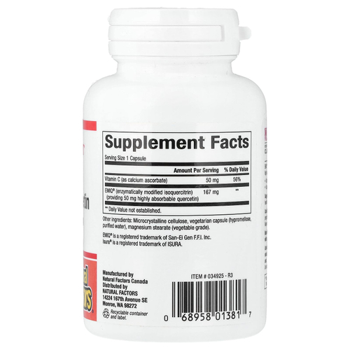 Natural Factors, EMIQ®, биоактивный кверцетин, 60 вегетарианских капсул