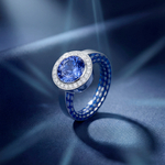 Кольцо с Танзанитом и Бриллиантами, Эмаль, R0178-10/14