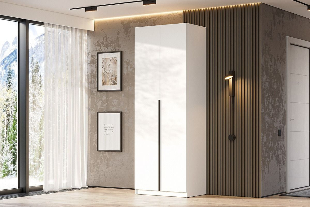 Шкаф для одежды распашной со штангой Белый текстурный 80х51х221 см