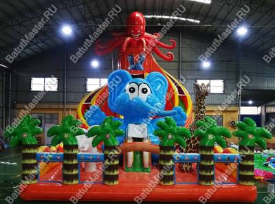 Коммерческий надувной батут "Африканские приключения" 18*9*6 м