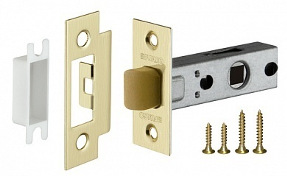 Защелка врезная пластик Фуаро PLASTIC P12-45-25 SG, цвет золото матовое (гарантия - 12 месяцев)