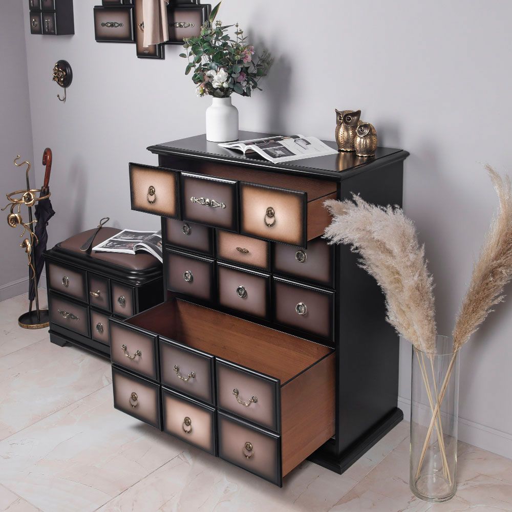 Комод "Пандора"- 3 с 3 ящиками Орех Оберджин Шоколад