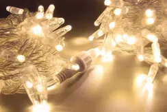 Светодиодная нить 100 теплых белых LED ламп, 10 м., 220В, статика, прозрачный провод ПВХ, Teamprof (TPF-S10C-220V-CT/WW)