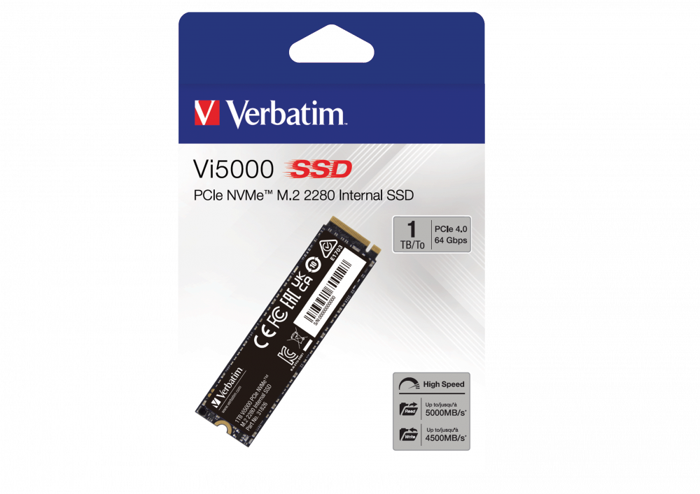 Внутренний накопитель Verbatim VI5000 PCIE4 NVME M.2 SSD 1TB