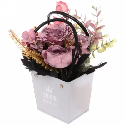 Цветочная композиция «Розовый туман» 15*11*20см в корзинке, цвет дымчато-розовый