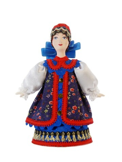 Кукла коллекционная женщина в русском костюме с тремя бантами