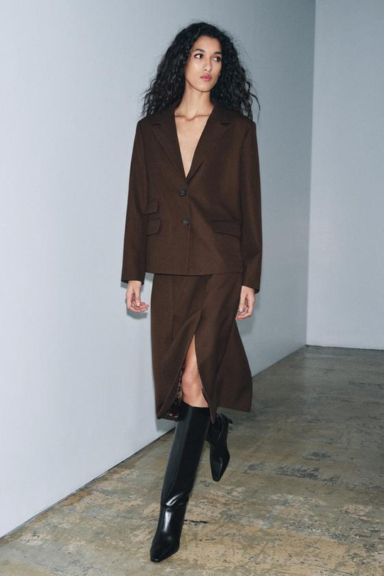 ZARA ЮБКА В СКЛАДКУ — ZW COLLECTION, КОРИЧНЕВЫЙ