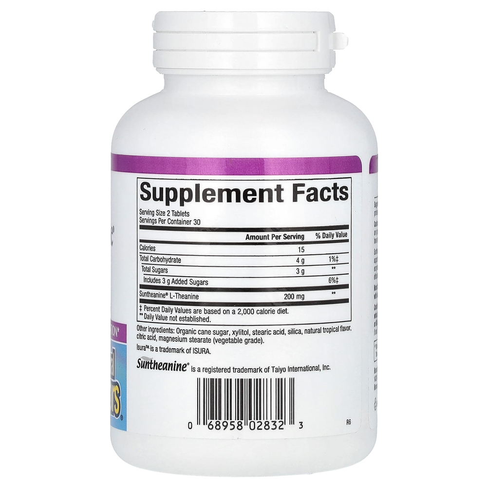 Natural Factors, Stress-Relax, Suntheanine, L-теанин, 100 мг, 60 жевательных таблеток