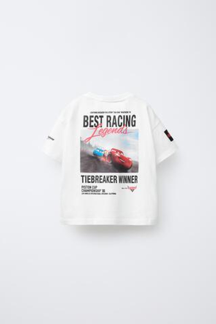 ZARA ФУТБОЛКА С ПРИНТОМ CARS LIGHTNING MCQUEEN © DISNEY, ЖЕЛТОВАТО-БЕЛЫЙ