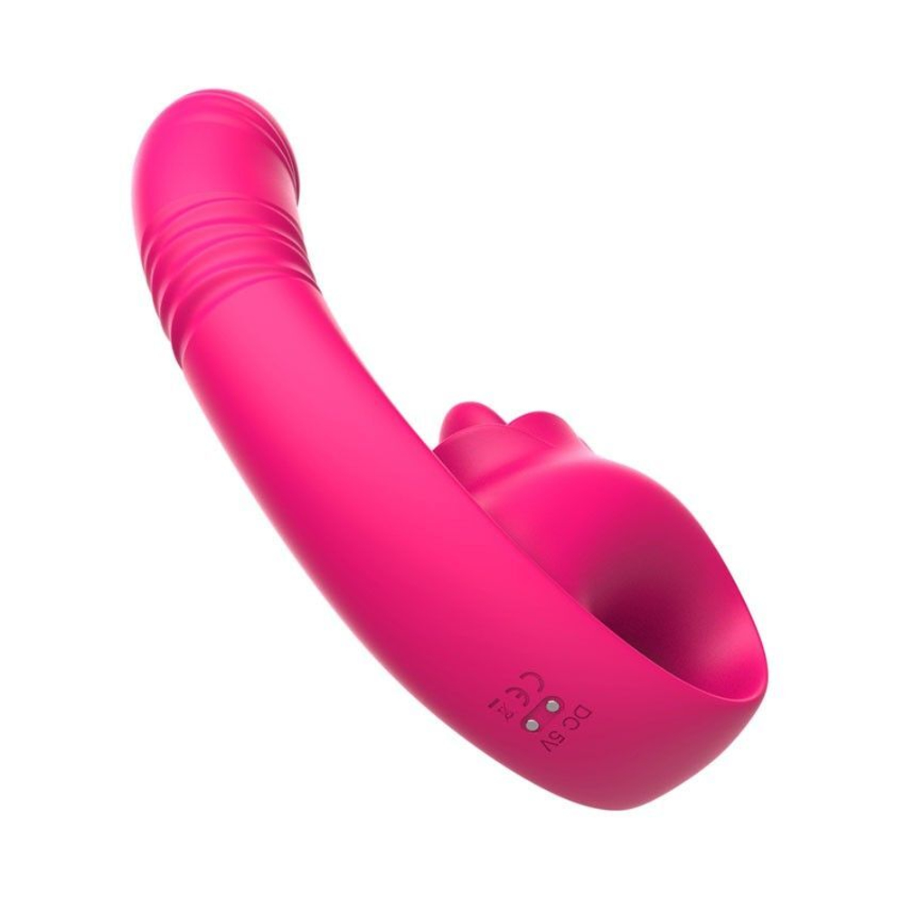 Розовый изогнутый вибратор с фрикциями - 19,7 см. (Цвет: розовый)