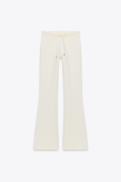 ZARA БРЮКИ-КЛЕШ ИЗ ИНТЕРЛОКА, ЭКРЮ