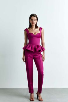 Брюки зауженные из атласа