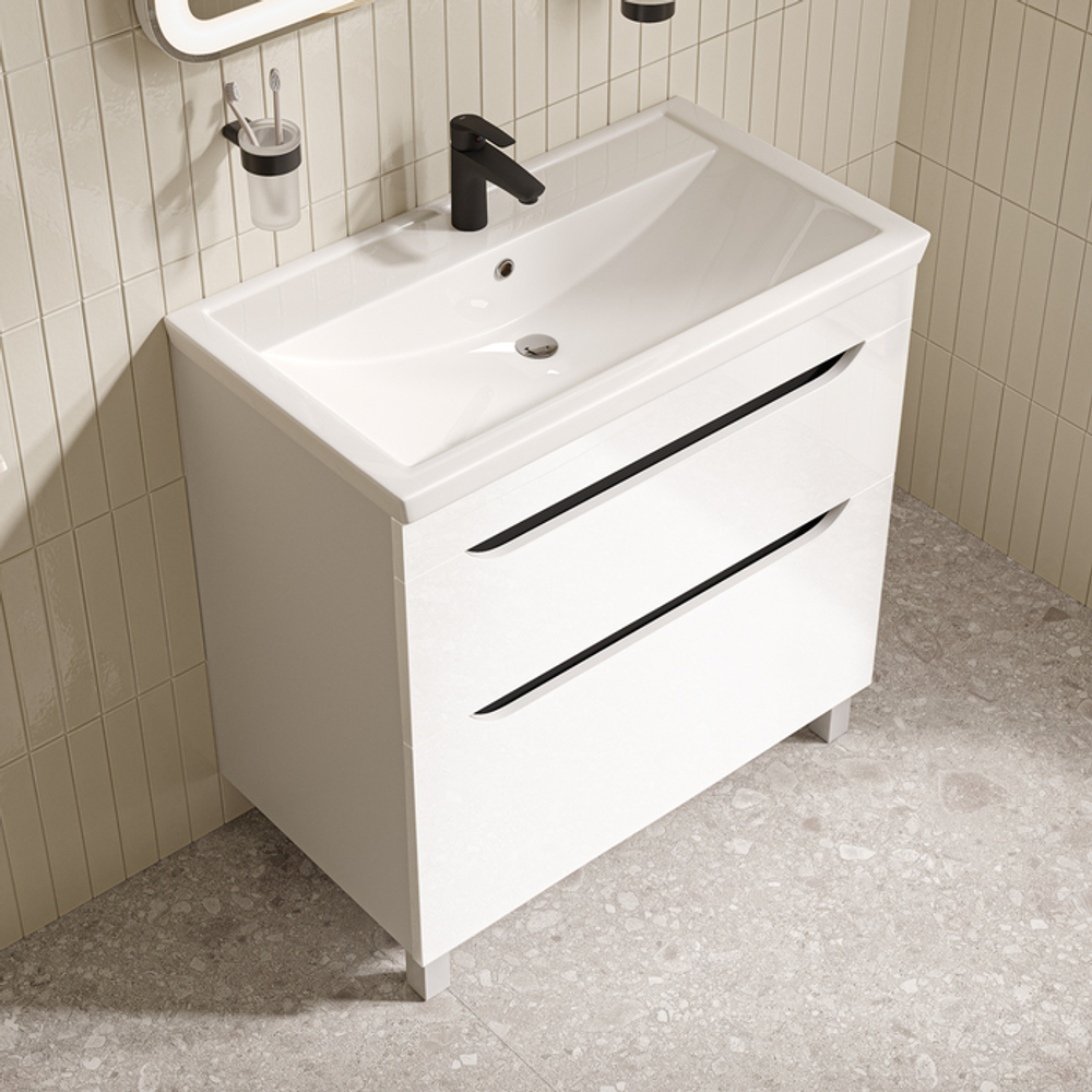 Тумба с умывальником IDDIS Ray, напольная, 80 см, белый, RAY80WFi95K