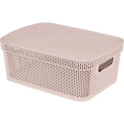 Корзина для хранения Keeplex Ajur с крышкой 11л 38х14,3см бежевый топаз