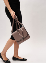 Кожаная сумка Deboro 30281 розово-серый