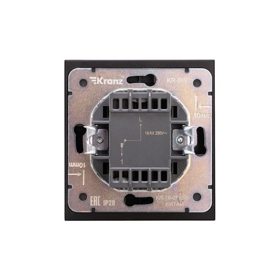 Выключатель STRONG 1 кл с подсветкой 10А с/у антрацит KRANZ