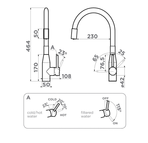смеситель для кухни Omoikiri Yatomi 2 Plus GB-BL латунь/графит/черный
