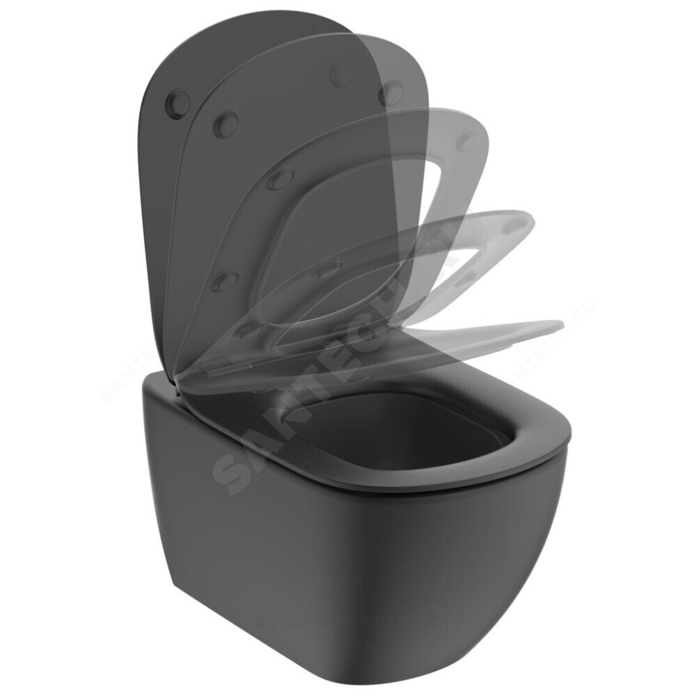 Унитаз подвесной горизонтальный выпуск без сиденья черный TESI AquaBlade Ideal Standard T0079V3