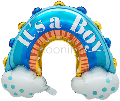 Шар (36''/91 см) Фигура, Радуга для мальчика, Голубой, 1 шт.