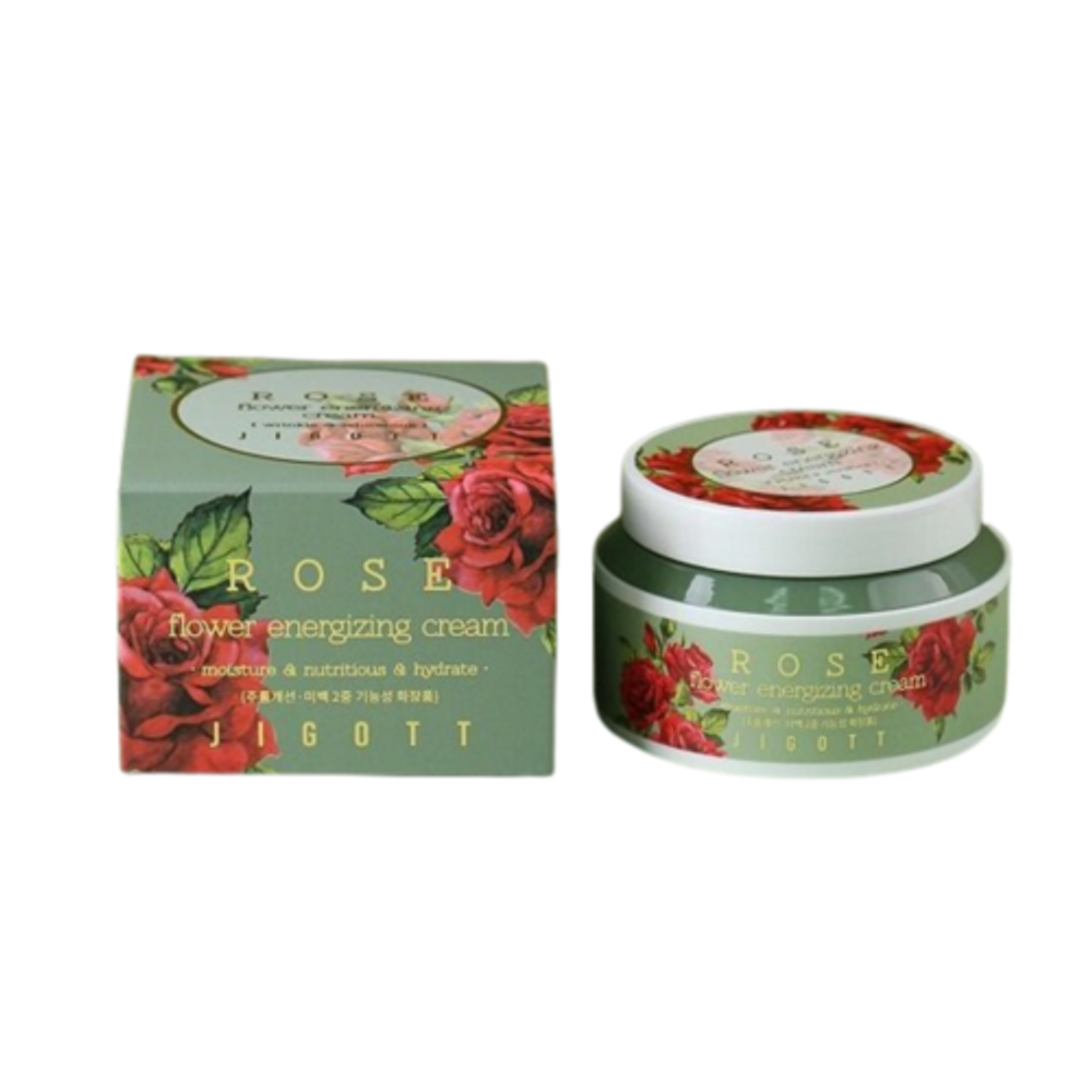 Jigott Крем тонизирующий с экстрактом розы - Rose flower energizing cream, 100мл