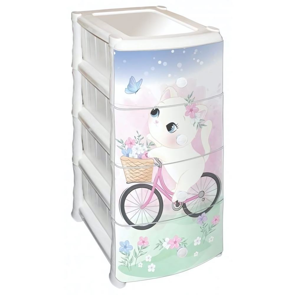 Комод 4 секции Kitty с ручками с декором (Виолет)