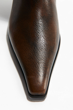 H&M Кожаные сапоги до колена, темно-коричневый