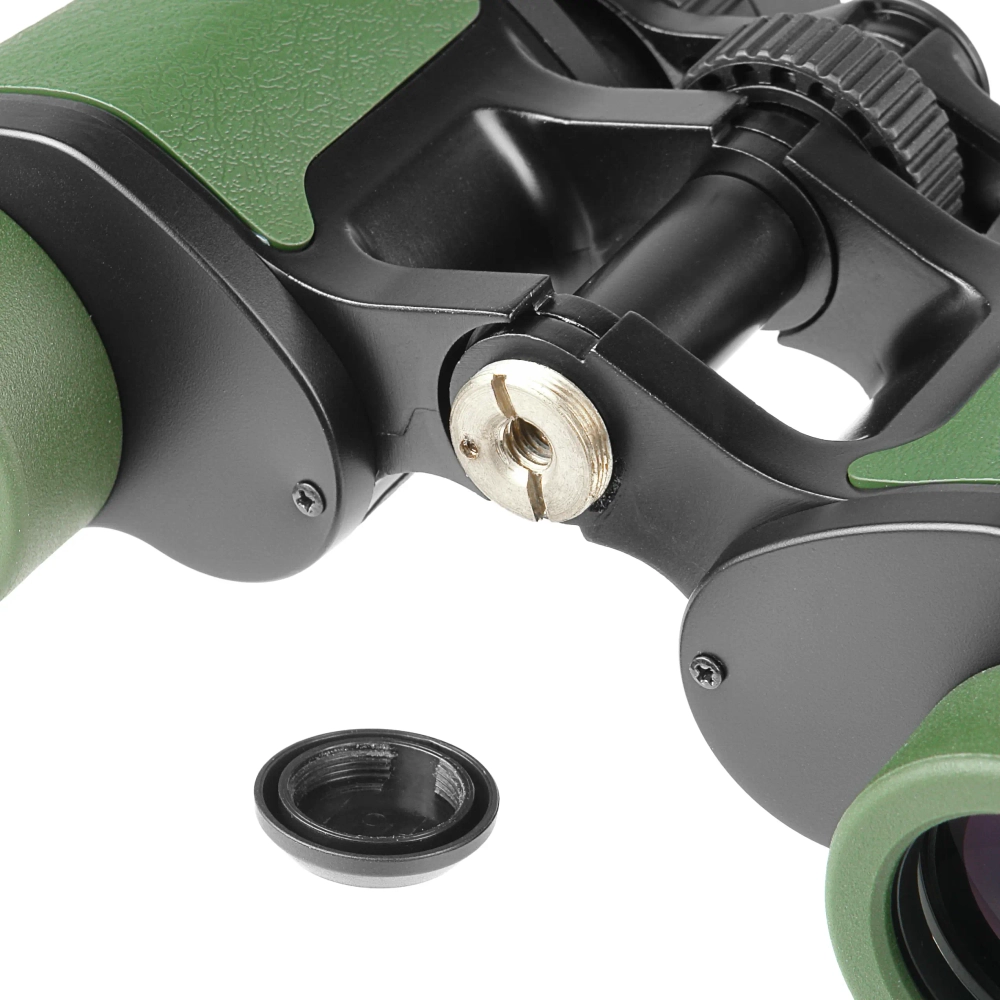 Бинокль Veber TITAN 7x32WP вид на объектив и резьбу, зеленый корпус