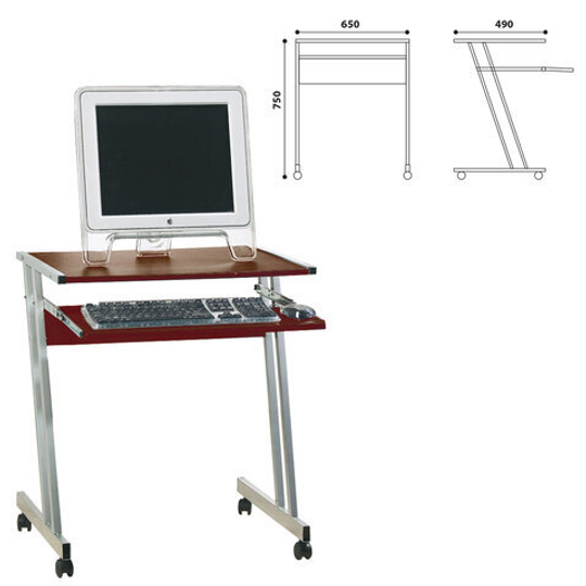 Стол компьютерный на металлокаркасе, 650х490х750, ЛДСП, цвет "орех", Д-249