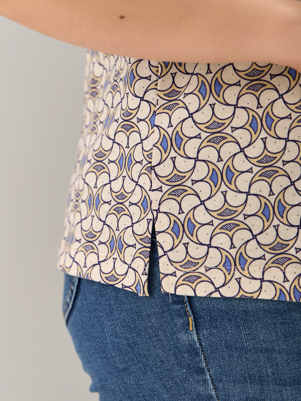 Блузка БЛ-122/экрю-орнаментголубой