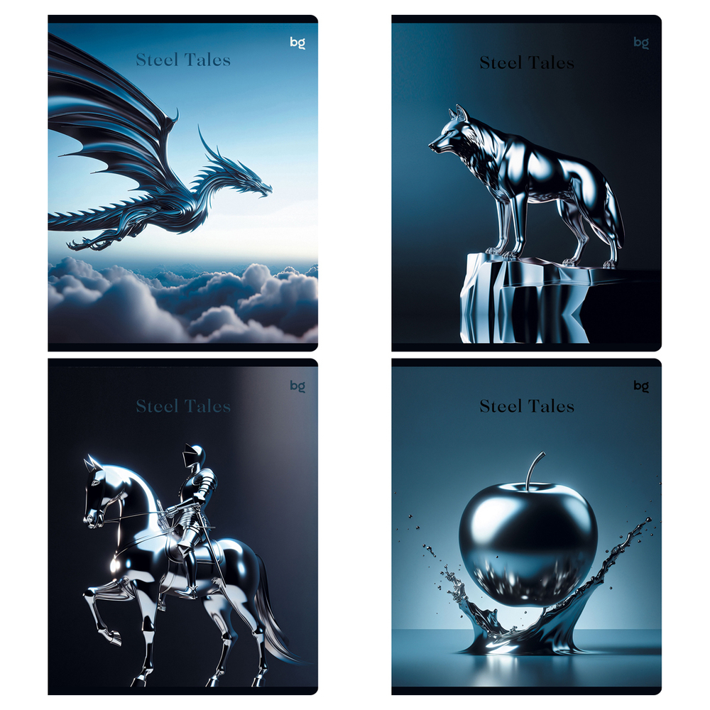 Тетрадь 48л., А5, клетка BG "Сталь", матовая ламинация, выб.лак, конгрев, с форзацем, 70г/м2 Т5ск48_лм_вл_к 63537