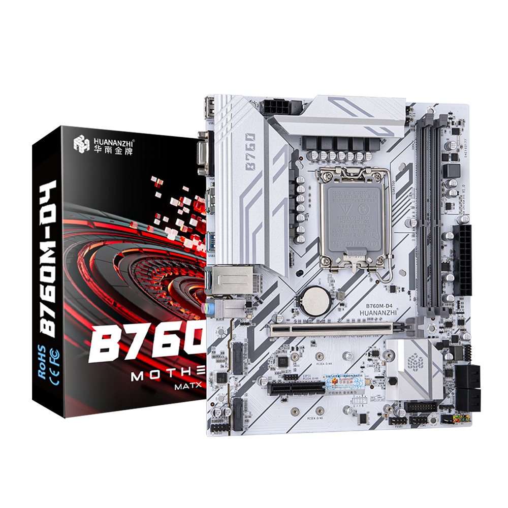 Материнская плата HUANANZHI B760M-D4-B, Socket1700, mATX, Retail, 2xDDR4, PCIe5.0, 2xM.2, GLAN, 4xUSB2, 6xUSB3, VGA, HDMI, DP (HNZ-B760M-D4-B)