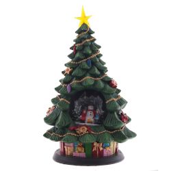 GAEM Фигур декор в стекл шаре "Елка и Снеговик" (подсв,муз, вьюга, AAх3 н/п), D 10 см, L19,5 W19,5 H35 см