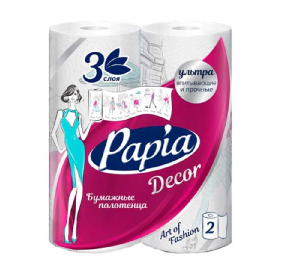 Бум.полотенца PAPIA DECOR 3сл/2рул./14бл. в уп.