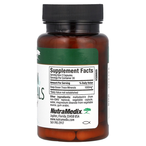 NutraMedix, Deep Ocean Trace Minerals, поддержка энергии / жизнеспособности, 60 растительных капсул (500 мг на капсулу)