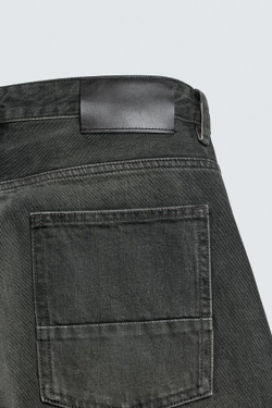 ZARA ДЖИНСЫ BAGGY FIT С ПЕРЕКРУЧЕННЫМ ШВОМ, ЗЕЛЕНЫЙ