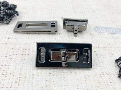 Застежка для сумки, р. 2,2х4,6 см, тёмный никель