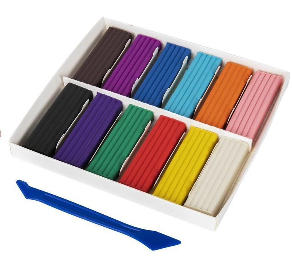 Пластилин классический 12 цветов 240г со стеком "Эники-Беники супер" (ПИФАГОР)