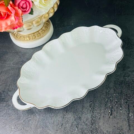 Lenardi 226-191 Блюдо 26,5см MARIA GOLD с ручками в под.уп.(х24)Фарфор