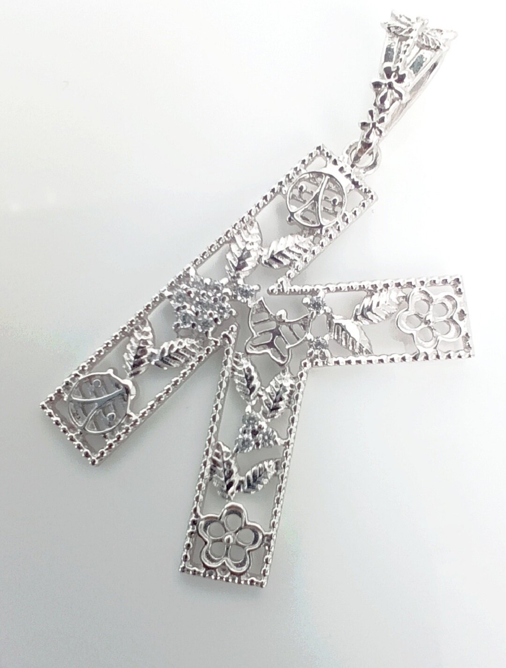 Подвеска "Эстерелла", серебро 925 пробы, с фианитами, родированная/Ф