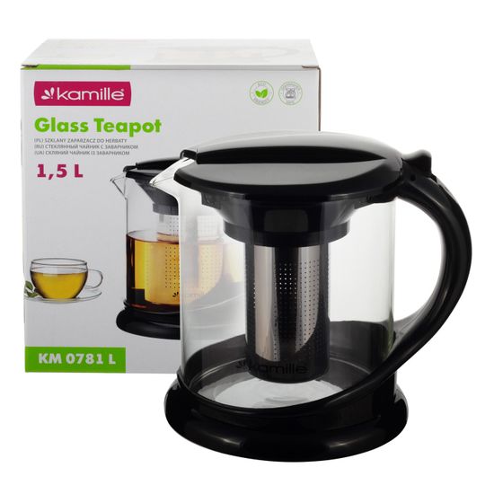 Стеклянный заварочный чайник 1500 мл. Kamille KM 0781L со съемным ситечком